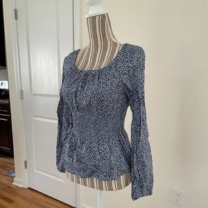 NWOT Blue Floral Square Neck Top M